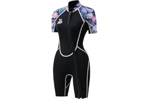 NAISEE AICARSHI 3mm Shorty Wetsuit for Women - Neoprene Dive Skin Front Back Zip Scuba Diving Suit for Cold Water Snorkeling Surfing Swimming