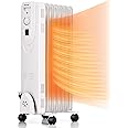 COSTWAY Oil Filled Radiator Heater, 1500W Portable Space Heater with Dual Safe Protections, Energy-Saving Heater with Adjusta