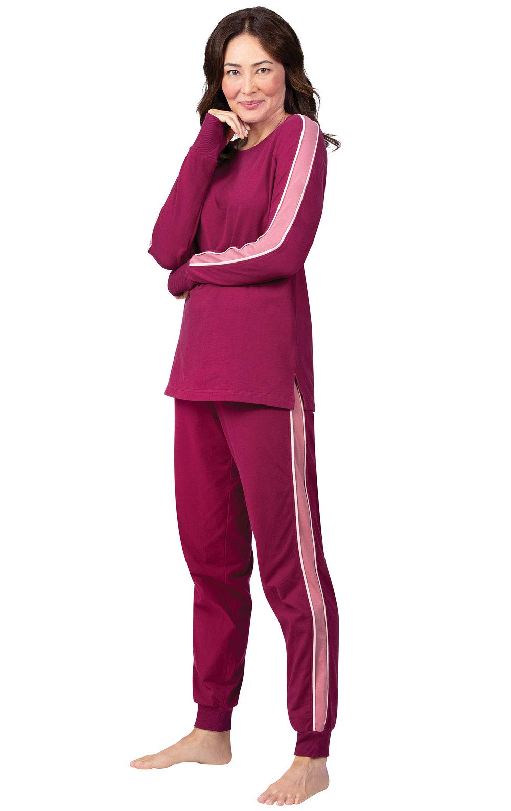 Addison Meadow Women's Fleece Pajama Set - Jogger Pants & Long Sleeve Top, Lightweight Brushed Fleece