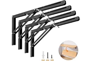 Yarssihha 16 Inch Folding Shelf Bracket, 4 Pack Heavy Duty Wall Mounted Foldable Brackets, Space-Saving Metal Collapsible Shelf Brackets, Max Load:180lbs