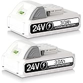TenHutt 2Pack 24V 3.0Ah Replace Battery for Snow Joe, Sun Joe, Power Joe, Auto Joe, Aqua Joe 24V iON+ Tools 24BAT-LTX 24VBAT-LTW 24VBAT-LTE 24VBAT-LT 24VBAT 24VBAT-XR Lithium Ion Power Tool Battery