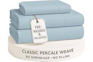 Twin Size Bed Sheets - 100% Cotton Pre-Washed Percale Sheet Set, 3 Piece Soft & Hypoallergenic Sheets for Kids, Dorm Rooms & 