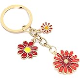 Keychains Charms for Women, Cute Daisy Bag Charm Flowers Key Chain Car Key Ring Pendant for Purse Handbag Bags Decor
