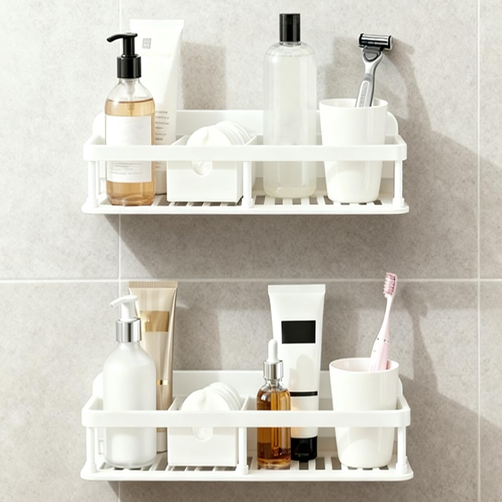 Photo 1 of BIUFANTASI 2pc Wall Mounted Floating Shelf, Detachable Storage Rack,No Drill Shelves for Wall,Floating Shelves Damage-Free Expand Walls Space for Living Room Kitchen Bathroom (2, White)