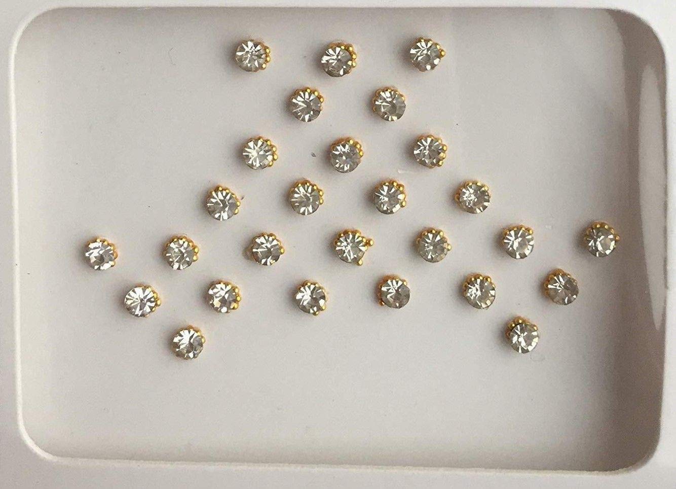 B100 Silver Stone Gold Pearl Bindi, Tattoos Fake Nose Stud Indian Bindi