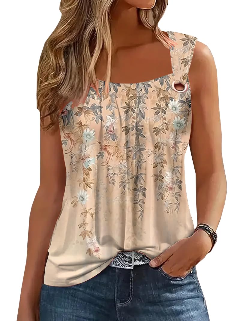 Photo 1 of ** BLACK**
Womens Tank Tops Summer Sleeveless Square Neck O Ring Shoulder Basic Cami Top Loose Casual Dressy T Shirts