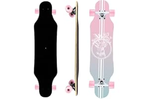 ASKTOM Mini Cruiser Longboard, 31 Inch Small Size Wide Wheel Skateboard, Beginner Stable & Easy-to-Control Skateboard, Suitable for Park & Street Riding, Unique Flame Pattern