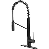 KRAUS Oletto Commercial Style Single Handle Pull Down Kitchen Faucet with QuickDock Top Mount Installation Assembly in Matte Black, KPF-2631MB
