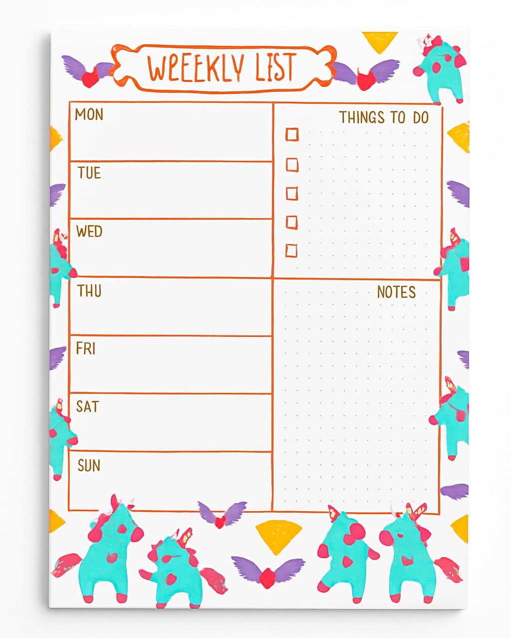 Sixstore A4 Cute Unicorn Weekly Planner Pad – 52 Sheets Week to View Schedule Organizer Notepad, To-Do List Desk Planner, Appointment and Menu Diary