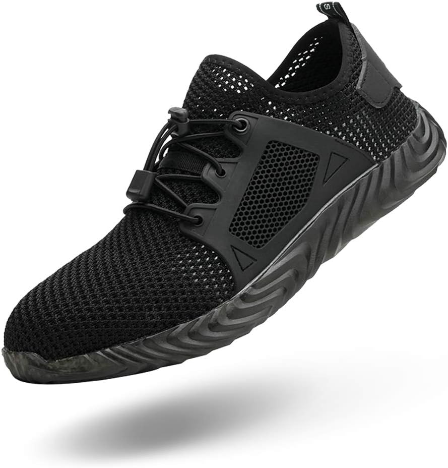 Steel Toe Shoes, Safety Work Shoes for Men Non-Slip Resistant Industrial Construction Steel Toe Shoe Breathable Lightweight Sneakers