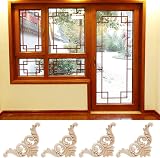 4 Pcs Wood Carving Decal Corner Applique Unpainted Door Cabinet Window Home view 6