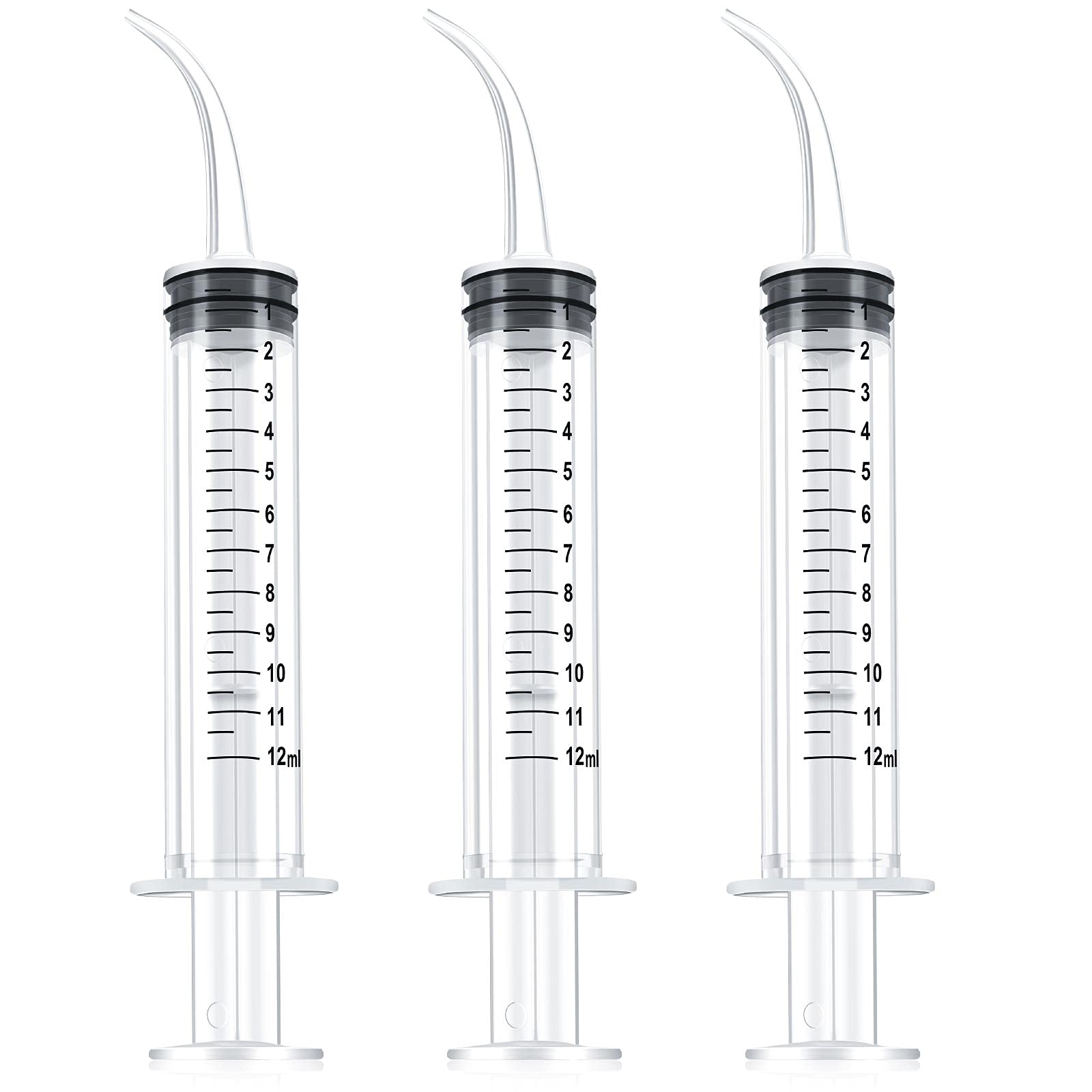 Nuanchu 3 Pack Syringe Dental Irrigation Plastic Syringe Liquid Graduated Oral Irrigator for Dental Cleaning(Curved Tip)