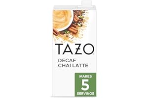 TAZO Decaf Chai Latte, Black Tea Concentrate, Easy-to-Serve Chai Tea for Everyday Lattes, Hot or Iced Tea and Mocktails, 32 oz Tea Mix Carton