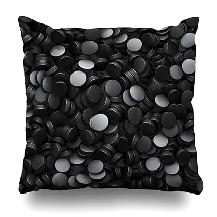 Amazon Com Ahawoso Throw Pillow Cover Black Ice Hockey Pucks