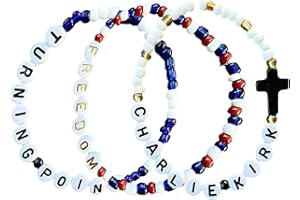 COLISPAR 3 Pack Charlie Kirk Turning Point Freedom Bracelets Wristband Beaded Memorial Band Charm, Charlie Kirk Merch Merchandise, Turning Point USA American True Hero I Am We Are All Charlie Kirk Now In Memory Of Charlie