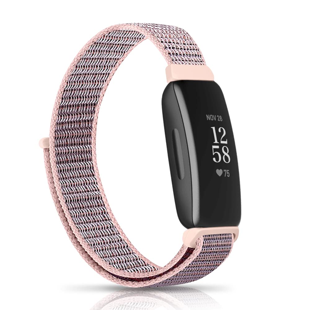 Niboow Strap Compatible with Fitbit Inspire 2/Inspire HR/Inspire/Ace 2, Men Women Children Nylon Soft Lightweight Breathable Watch Bands for Fitbit Inspire 2/Inspire HR/Inspire/Ace 2 - Pink — image 1