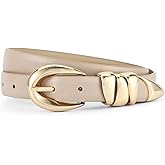 HOTWILL Women Skinny Belt for Jeans Dress Pants Ladies Fashion Faux Leather Waist Belt with Gold Buckle