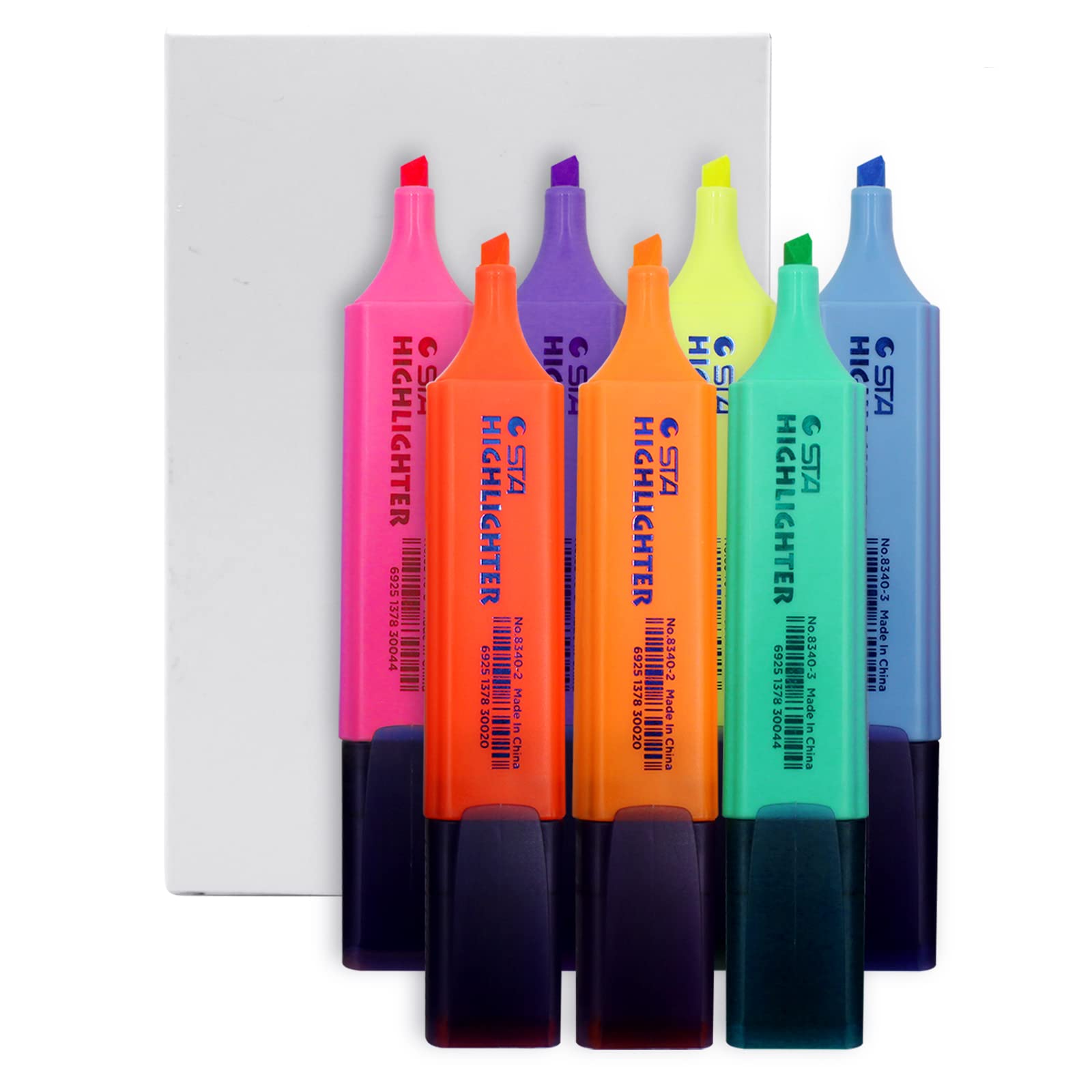 LUCKNIGHT 7 Assorted Highlighter Pens, 1-5mm Tip Highlighters for Journals, Bibles (Pink, Red, Orange, Purple, Green, Blue, Yellow)