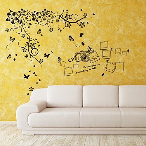 Dartmoor New Huge Butterfly Vine and Photo Frame Wall Decal Wall Stickers Art Decor Vinyl Peel and Stick Mural Removable Wall Sticker Decals for Room Home