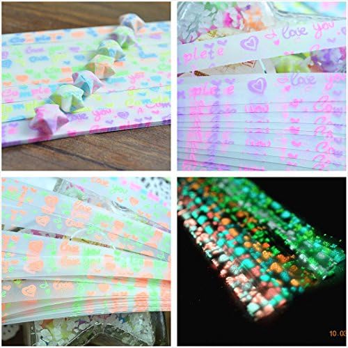Double colored Glow in Dark Lucky Star Origami Folding Plastic Strip Paper"I love you" Set17