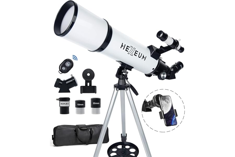 Koolpte Telescope 80mm Aperture 600mm - Astronomical Portable Refracting Telescope Fully Multi-Coated High Transmission Coatings AZ Mount with Tripod Phone Adapter, Wireless Control, Carrying Bag.