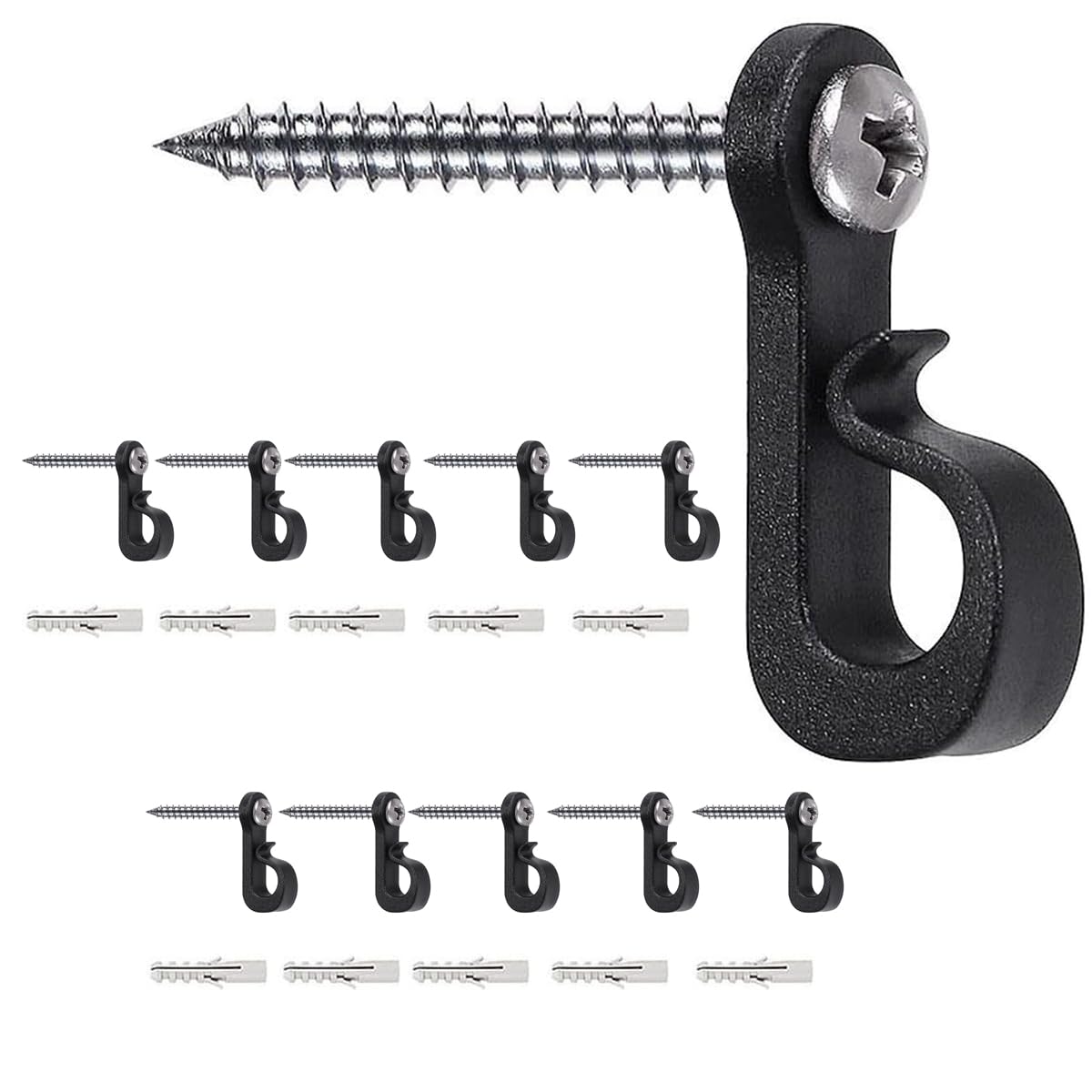 Uni-Fine Q-Hanger Screw in Hooks Indoor and Outdoor Home Christmas Lights Hanger Hooks Garage New Year Party for Outdoor String Lights (10-Pack)