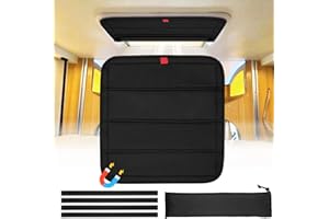 funomo Magnetic RV Window Shade, 16 ¼" (L) x 16 ¼" (W), Foldable Magnet RV Blackout Ventilation Cover, UV Rays Protection Camper Trailer Fan Vent Cover, Waterproof Thickened Oxford Fabric (Black)