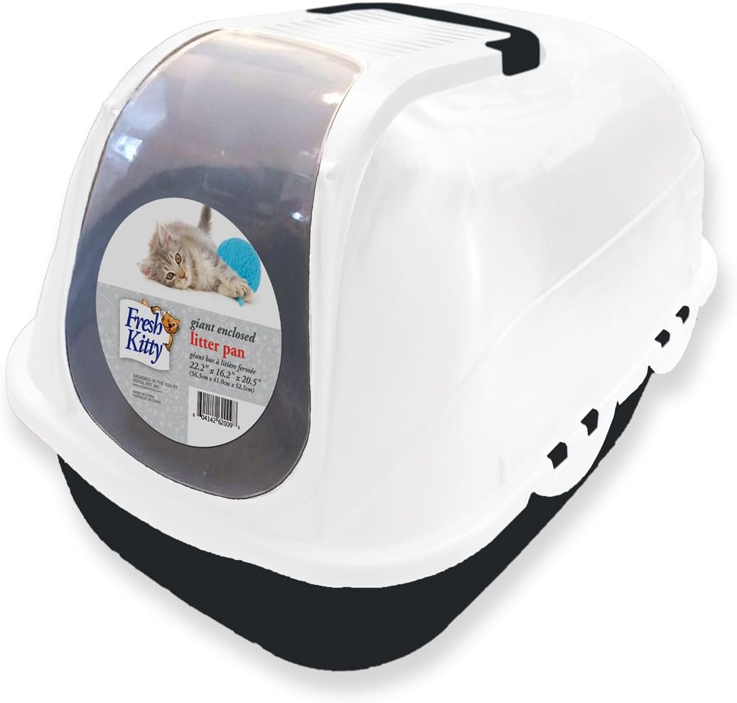 Fresh Kitty Giant Enclosed Litter Pan, Dark Blue/Charcoal