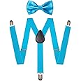 HABITER Kids Suspenders Adjustable Suspenders Set With Bow Ties for Boys and Girls