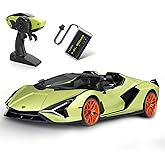 MIEBELY Lamborghini Remote Control Car, 1:12 Scale Lambo Rc Cars 7.4V 900mAh Officially Licensed 12Km/h Fast Toy Car with Led Light 2.4Ghz Model Car for Adults Boys Girls Birthday Ideas Gift - Green