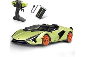 MIEBELY Lamborghini Remote Control Car, 1:12 Scale Lambo Rc Cars 7.4V 900mAh Officially Licensed 12Km/h Fast Toy Car with Led Light 2.4Ghz Model Car for Adults Boys Girls Birthday Ideas Gift - Green