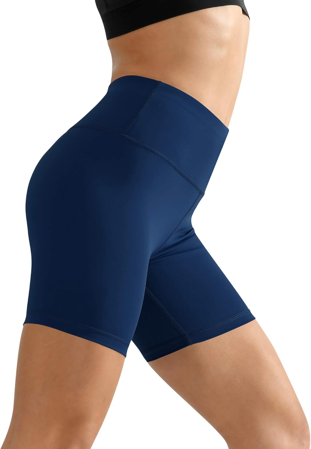 Cadmus Womens High Waist Workout Running Compression Shorts with Pocket