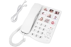 Big Button Phone for Seniors, 9 Big Photo Buttons & One-Click Dialing, Loud Bell, Easy to Program, Landline Phones for Senior