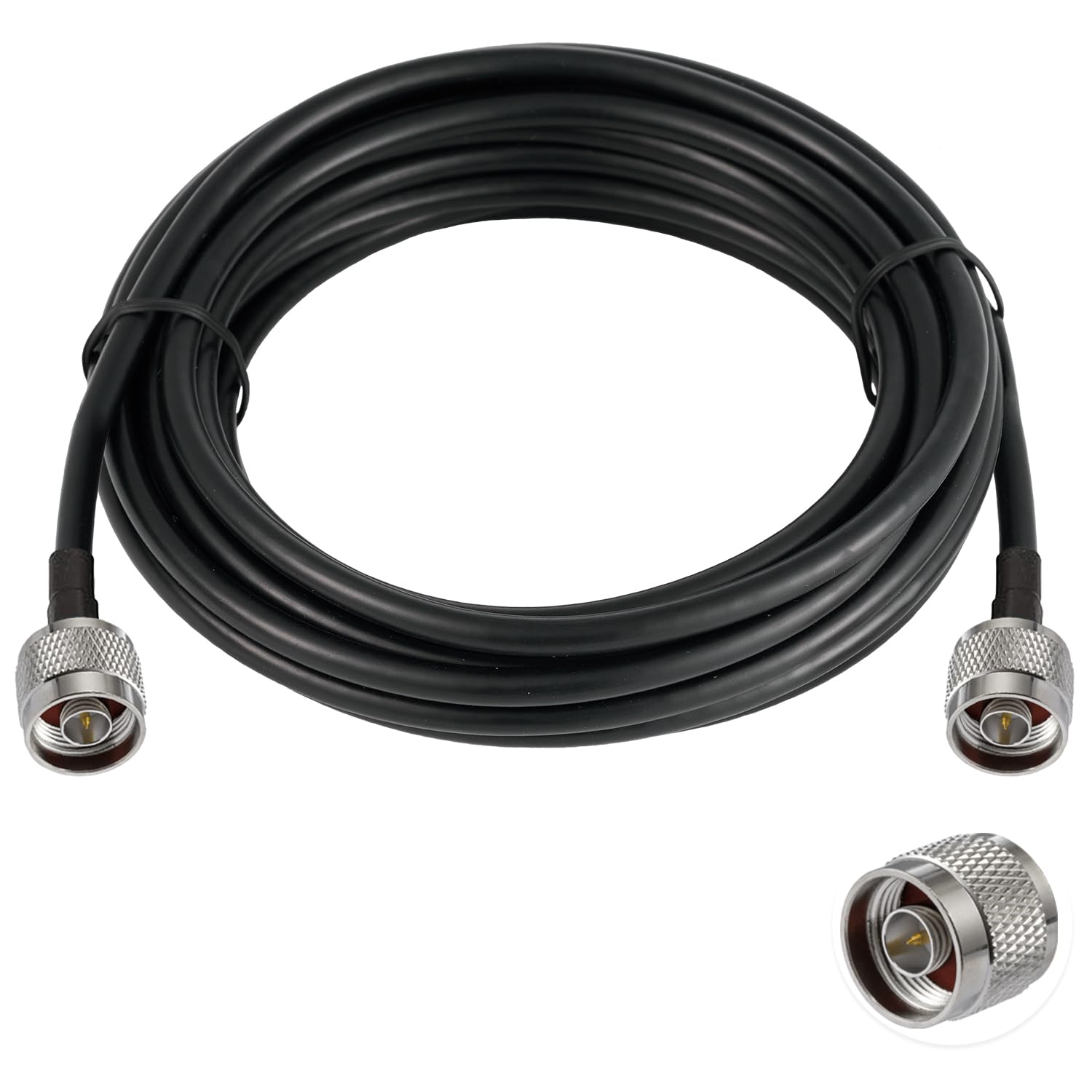 Vecys N to N Male Jumper N to N Male Low Loss Coaxial Cable RG58 16.4FT/5M for 3G 4G 5G LTE Antenna Ham Radio GPS WiFi