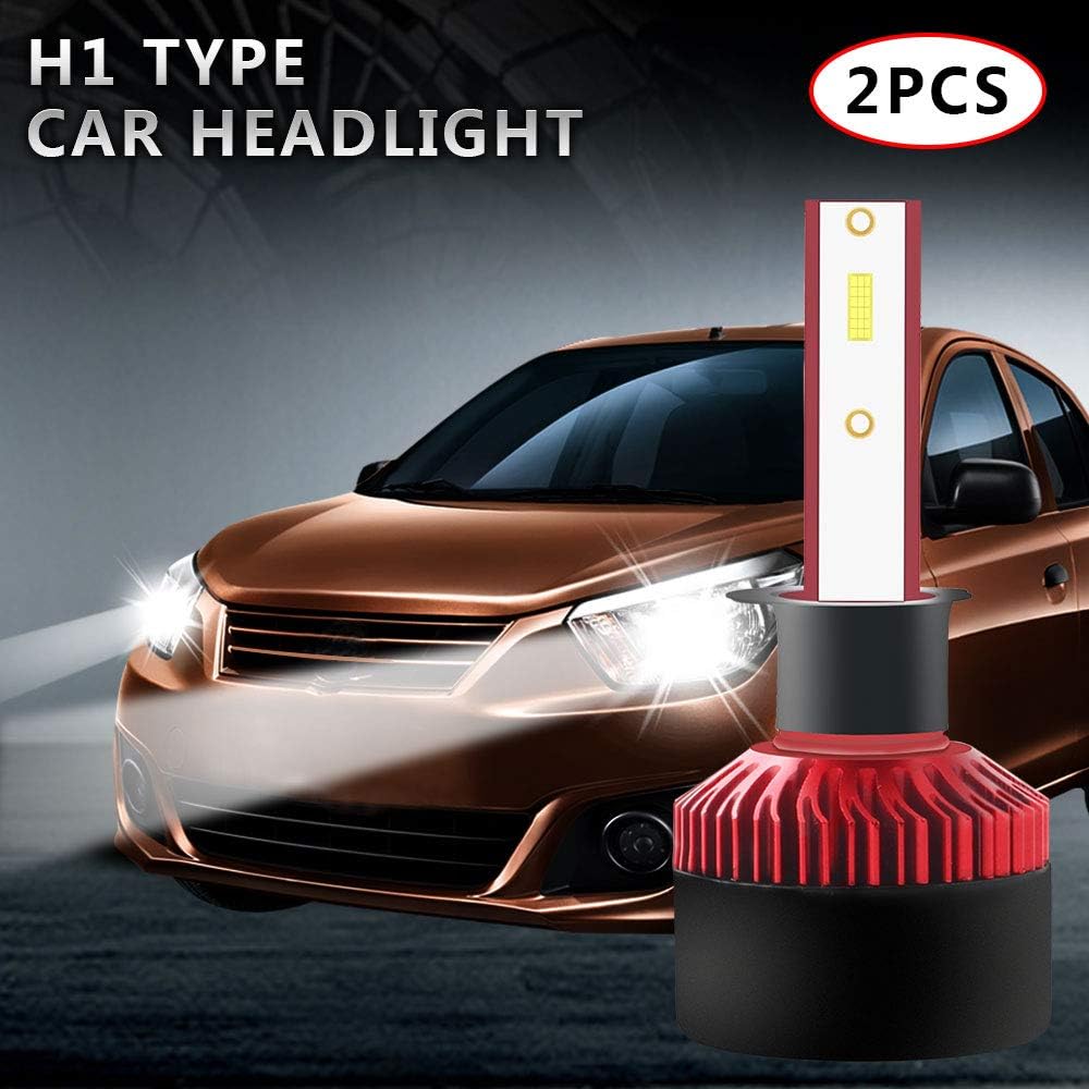 H1 LED Headlight Bulbs All-in-One Conversion Kit 10000LM Super Bright 6500K White LED Car Headlight Bulb Front Light Low/High Beam,2 Pack