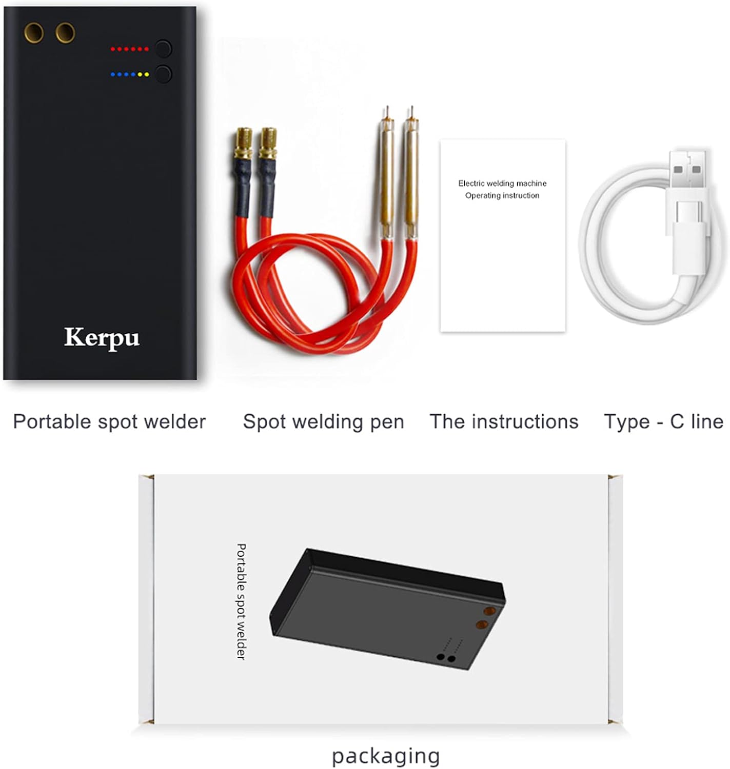 Upgraded Enhanced Rechargeable Portable Spot Welder Machine 6 Gear Adjustable Mini Small Battery Spot Welder DIY Spot Welding Nickel Strip and 18650 Battery Type-C Fast Charging 5M Nickel Strips - - 