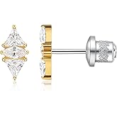 Limerencia Screw Back Earrings Hypoallergenic G23 Implant Grade Titanium Earrings Tragus 20G Helix Cubic Zirconia Studs F136 Titanium Piercing Post for Women Sensitive Ears