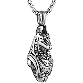 HZMAN 3D Anubis Necklace for Men Ancient Egypt Desert Grim Reaper Vintage Stainless Steel Pendant