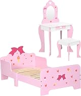 ZONEKIZ 3PC Kids Bedroom Furniture Set Bed Vanity Table Stool Pink Princess view 1