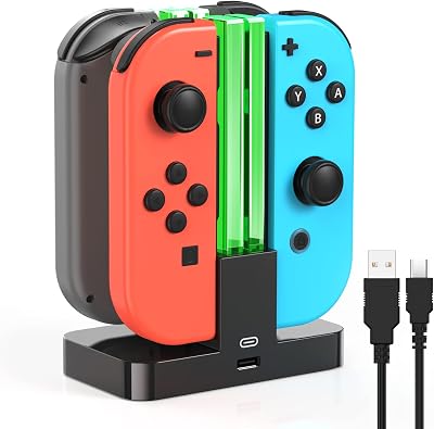 FYOUNG Switch Charger for Joy Con with LED Light Bar, 4 Remotes