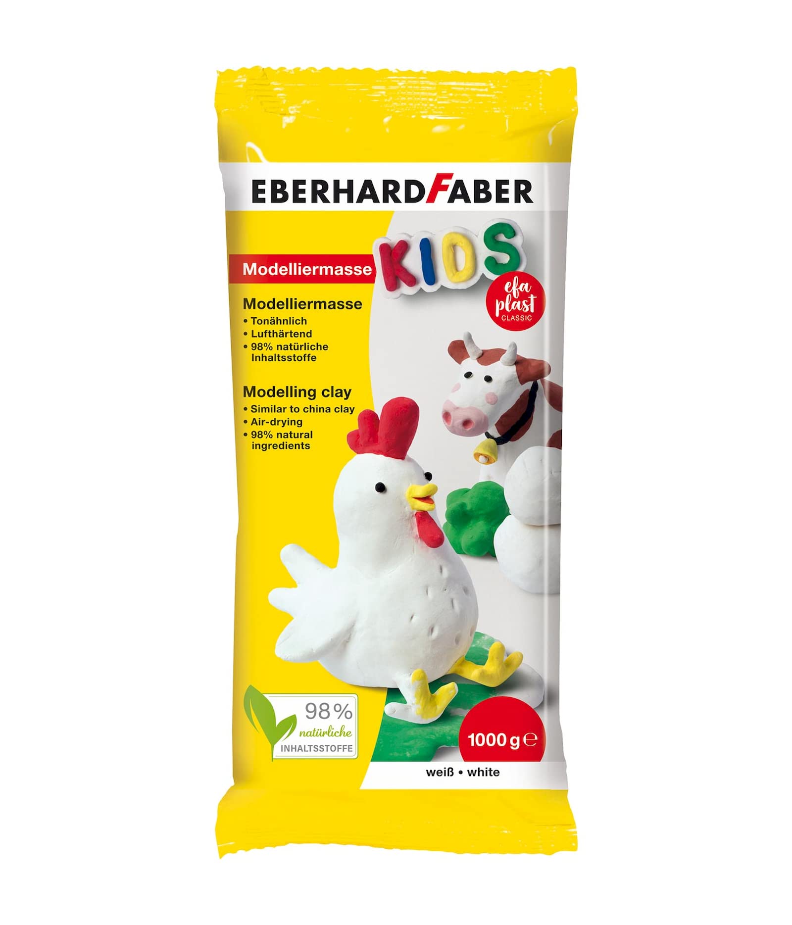 Eberhard Faber EFA Plast Kids 570102 Modelling Clay Air-Drying White 1 kg Clay Based