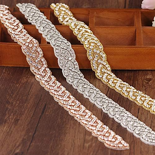 Bridal Applique for Wedding Gown Belt - Rhinestone Beaded Crystal Accent