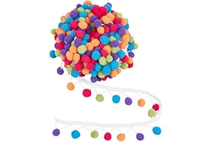 PH PandaHall 12.5m Pom Poms Balls Fringe Trim 3.6cm Colorful Pompoms Tassel Lace White Fringe Ball Trim Garland Ribbon Crafts