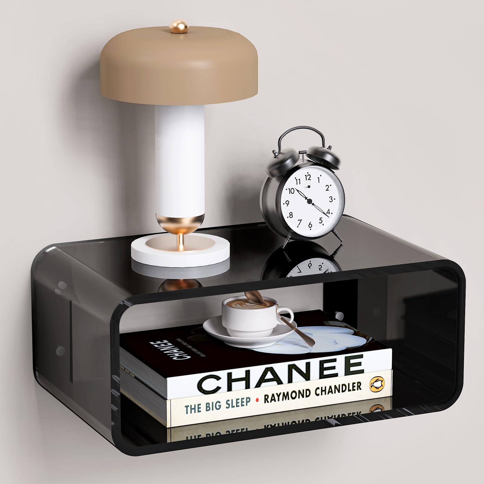 Photo 1 of Acrylic Floating Nightstand, Bedside Table, Nightstand Shelf Wall Mounted Bedside Shelf (Black, Small)
