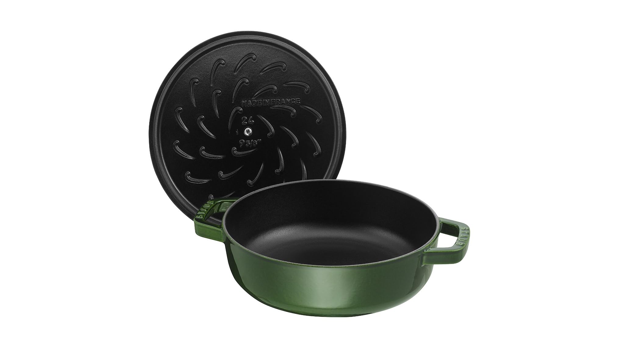Staub Braiser 40511-478 Saute Pan, Basil Green, 11.0 inches (28 cm), Large, Both Handed, Enameled Pot, Shallow Type, Sukiyaki, Induction Compatible, Japanese Authentic Product
