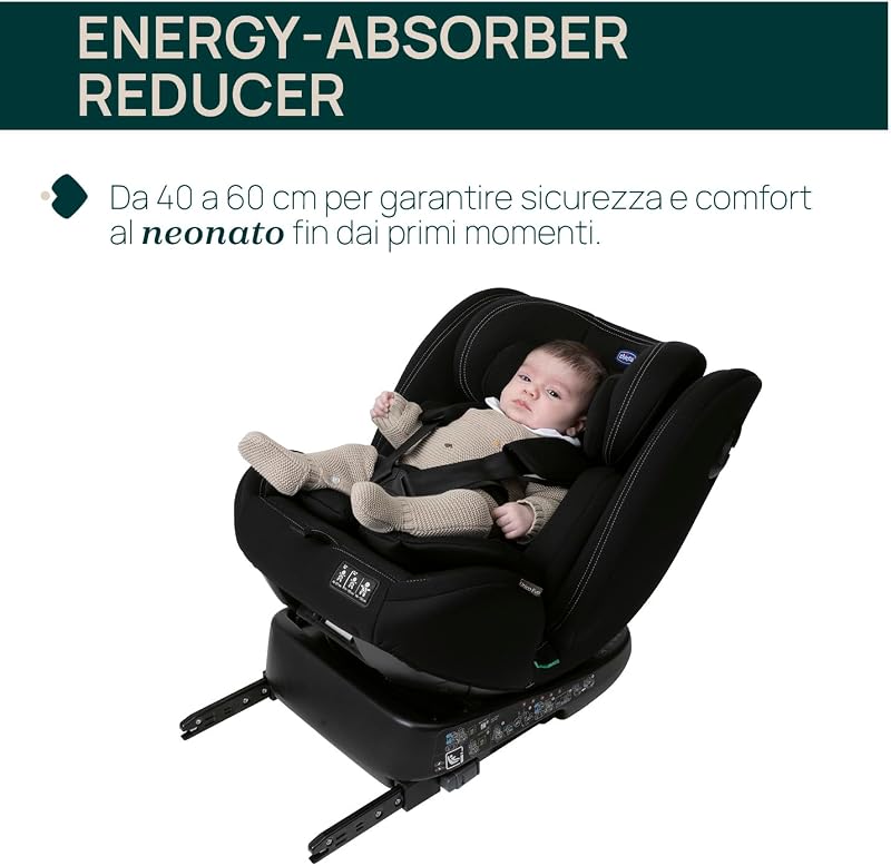 Unico Evo I-Size, Seggiolino Auto 0-36 Kg, omologato ECE R129/03, Isofix Girevole A 360° E Reclinabile, Gruppo 0+/1/2/3 Da 0 A 12 Anni
