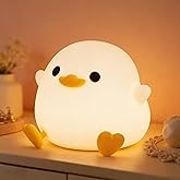 FAMIDUO Duck Night Light, Cute DoDo Duck Lamp, Squishy Silicone Dimmable Bedside Light for Baby Kids Nursery with Timer, Rechargeable Touch Nightlight for Boys Girls Room Decor, Valentine‘s Day Gift