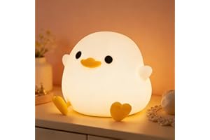 FAMIDUO Duck Lamp, Cute Pea Duck Night Light, 2 Levels Dimmable Ducky Night Lamp, LED Squishy Animal Light for Kids Sleep, Re