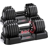 10-in-1 Adjustable Dumbbell Set, 25/50lbs Free Weights Dumbbell Set | 10-in-1 Adjustable Dumbbell Set, Quick-Lock Hand Weights, 25/50LBS Set, Anti-Slip Texture Handle, Home Gym for Men and Women