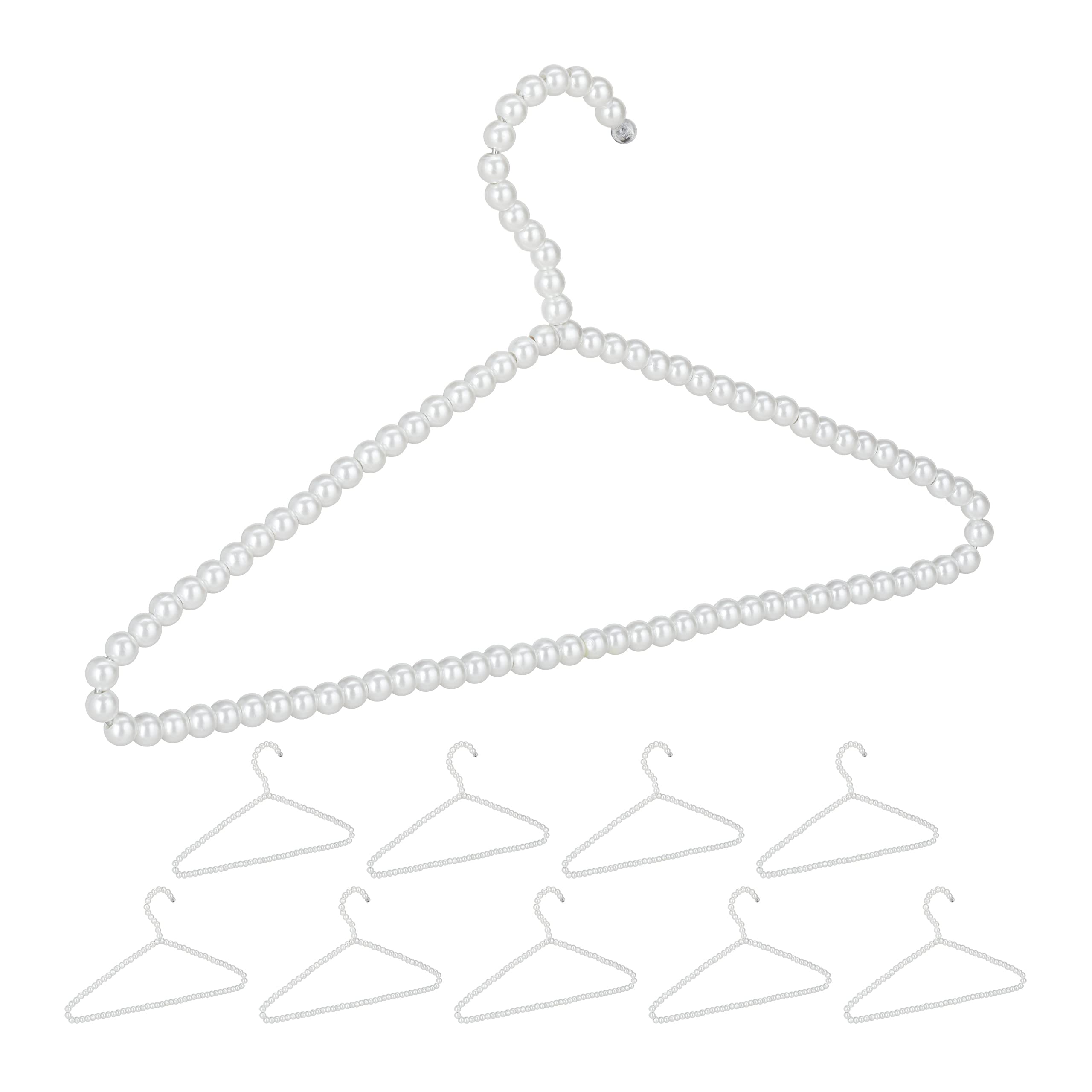 Relaxdays Coat, 10x Set, Perle Style, Space-Saving Storage, Clothes Hanger, Closet Organiser, Plastic, White, 22 x 40 x 1.2 cm